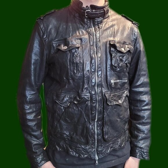 Neil Barrett "Orlando" Jacket. High-fashion textured leather. Men's XL slim - Picture 1 of 16